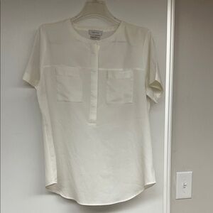 VanHeusen Ivory Short Sleeve Pocket Blouse